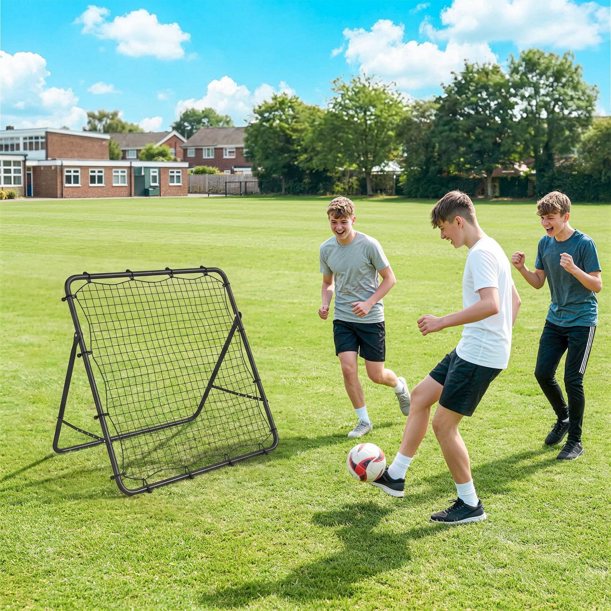 Voir la diapositive 2 : HOMCOM Filet de rebond football pliable réglable 5 angles - acier - 120x73x112cm - noir