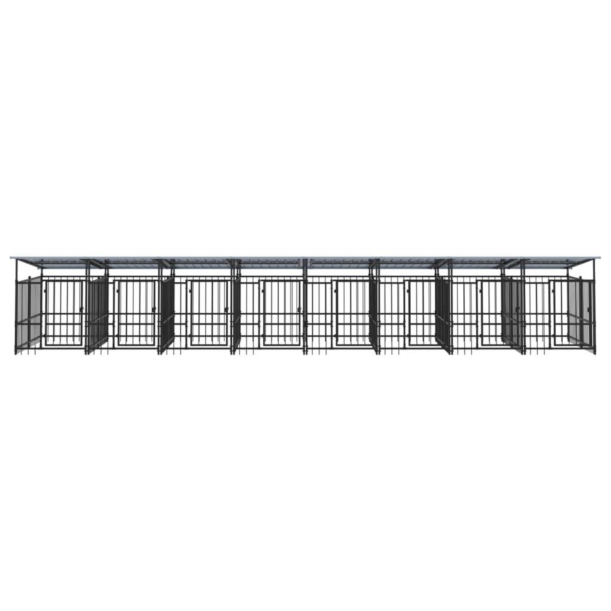 Voir la diapositive 3 : VIDAXL Chenil d'exterieur avec toit pour chiens Acier 15,02 m²