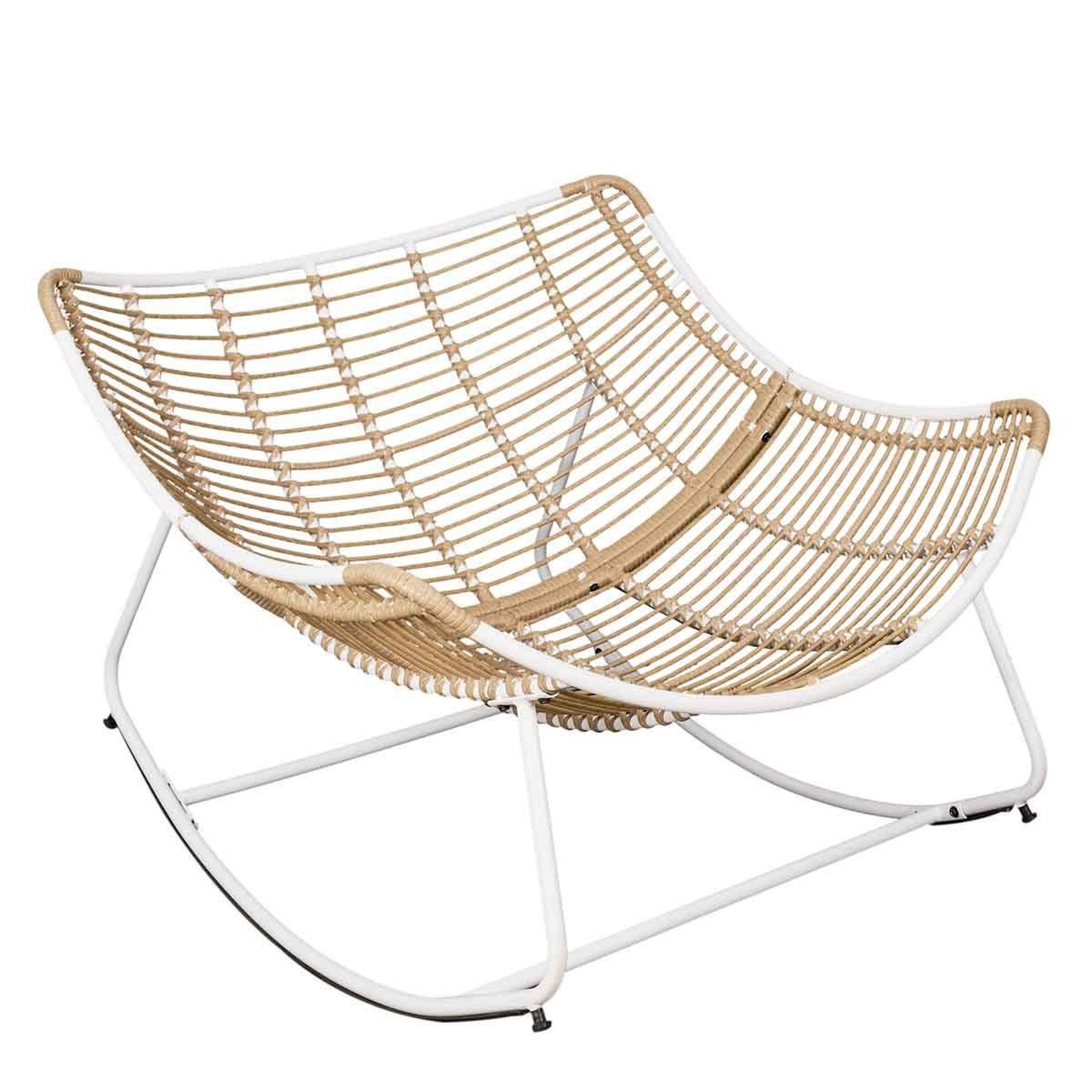 Voir la diapositive 4 : The Home Deco Factory Fauteuil Design  Odin  110cm Naturel & Blanc