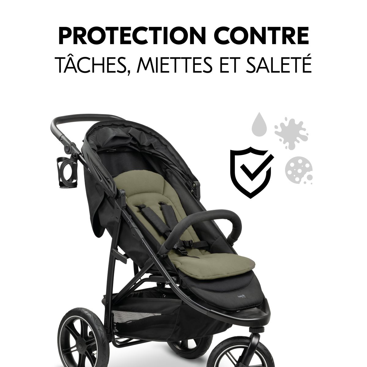 HAUCK Poussette citadine Rapid 4 Noir + sur-assise pour poussette Pushchair Seat Liner Vert