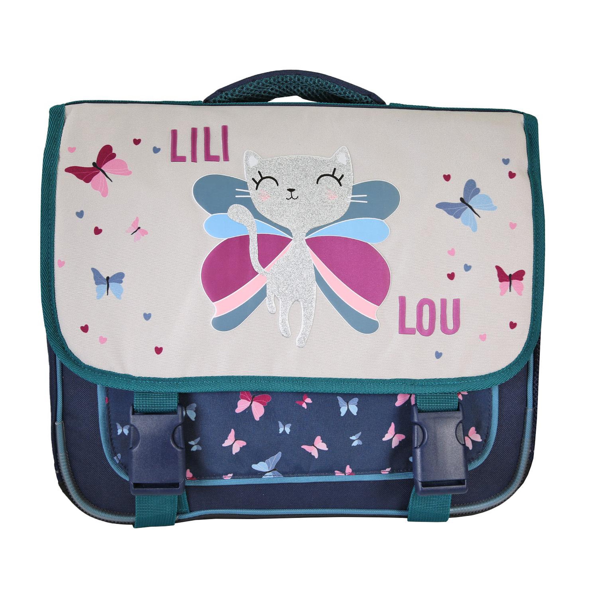 Bagtrotter Lili Lou - Cartable scolaire 38 cm - Beige/Bleu - Fille - 2 Compartiments
