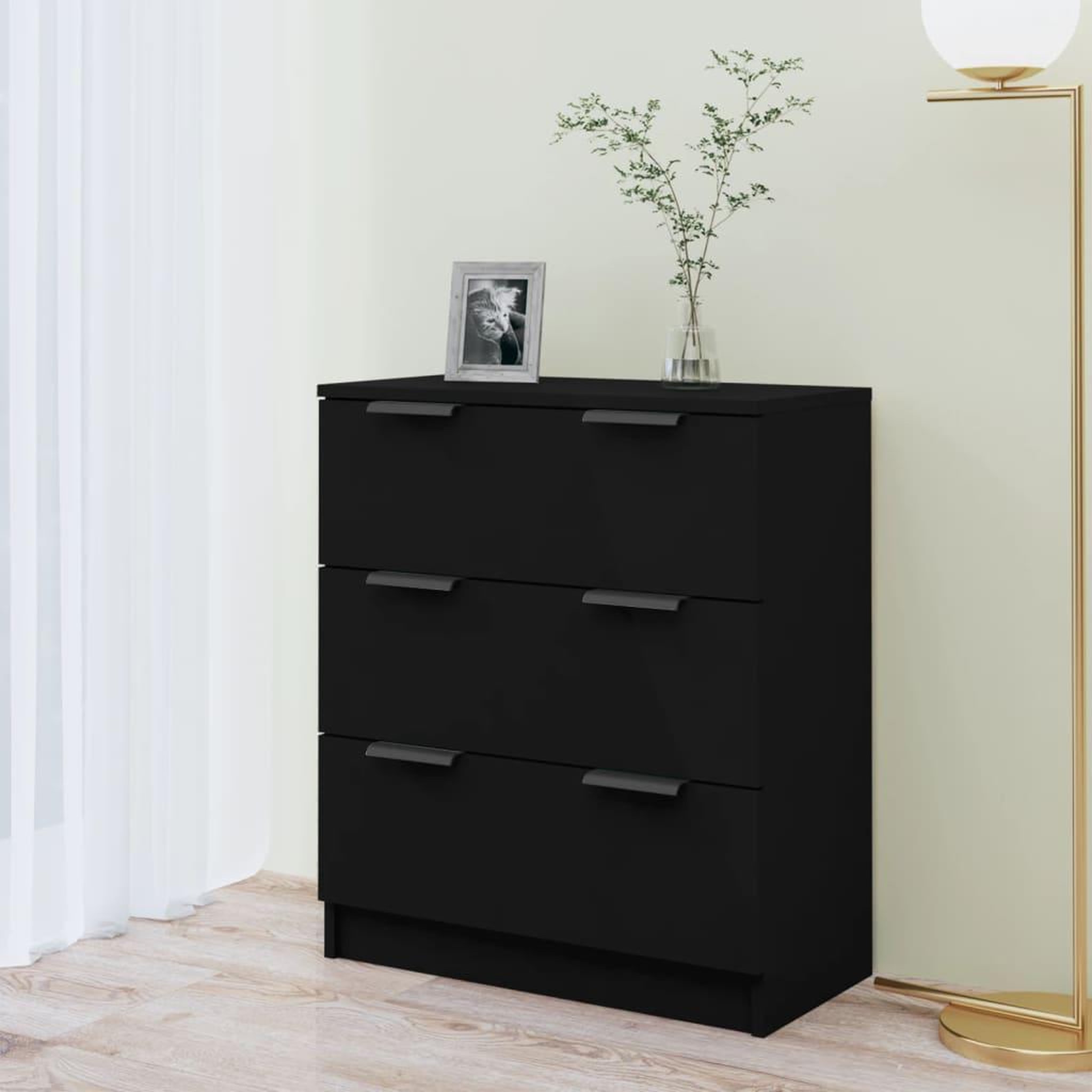 Voir la diapositive 3 : VIDAXL Buffet noir 60x30x70 cm bois d'ingenierie