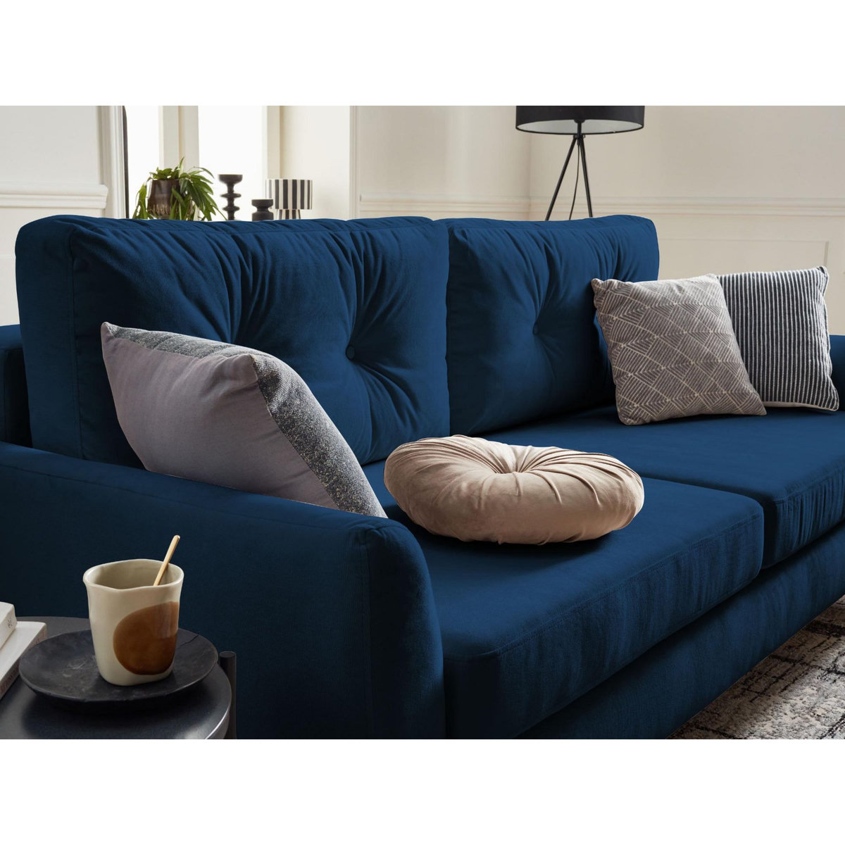 LISA DESIGN Nils - canapé droit 3 places convertible - avec coffre de rangement - velours