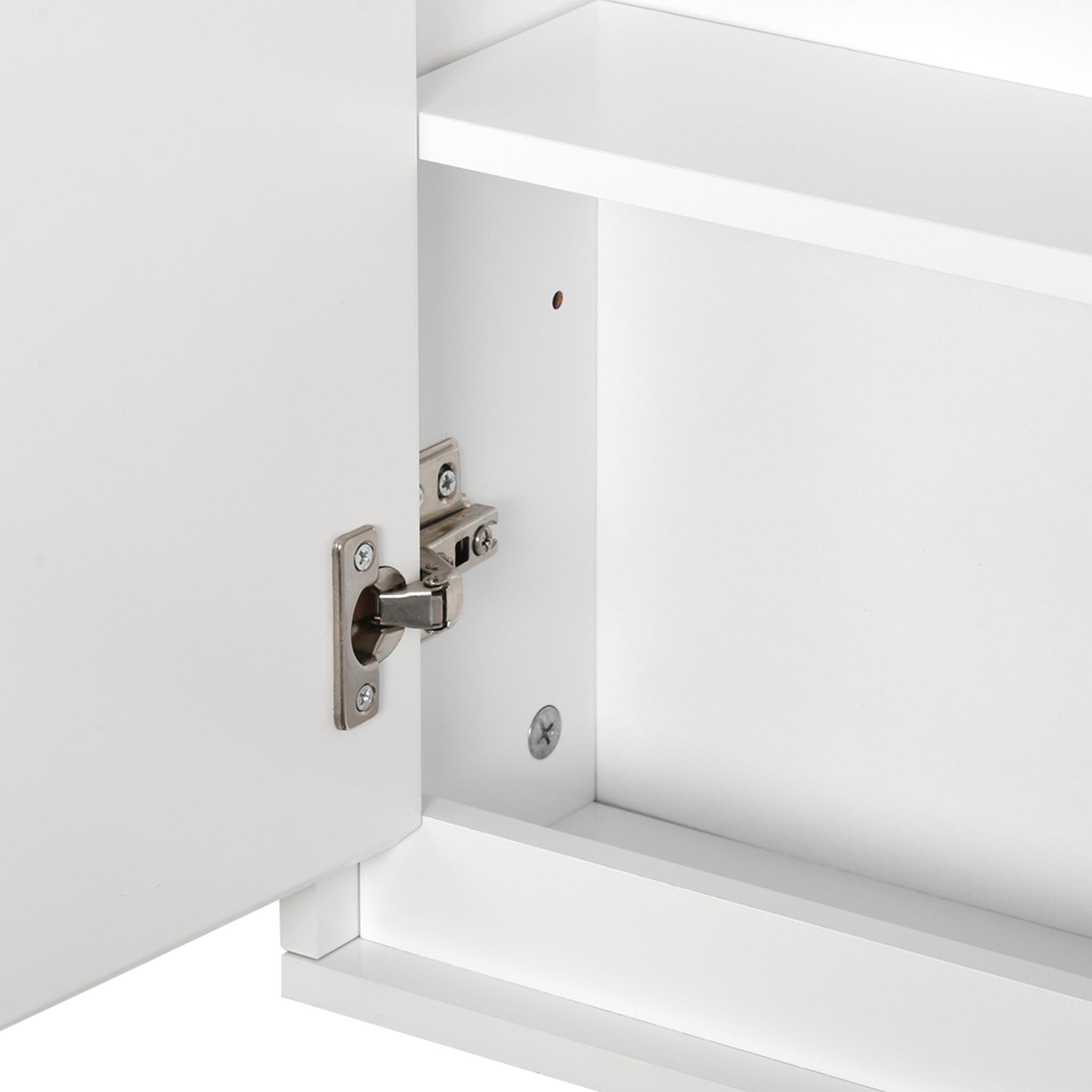 Voir la diapositive 6 : HOMCOM Armoire murale miroir salle de bain 2 étagères dim. 48l x 14l x 45h cm panneaux particules mdf blanc