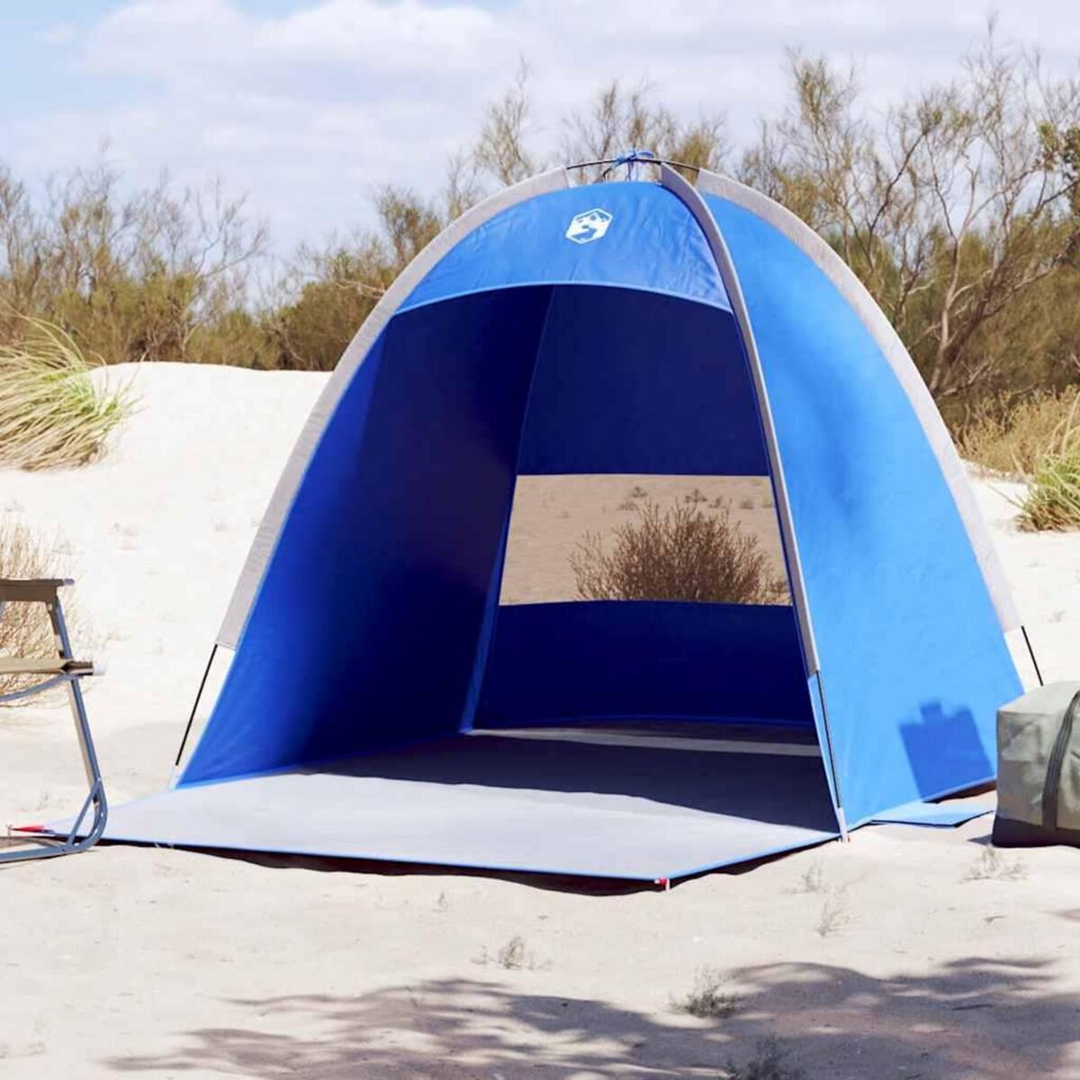 VIDAXL Tente de plage 3 personnes bleu azure impermeable