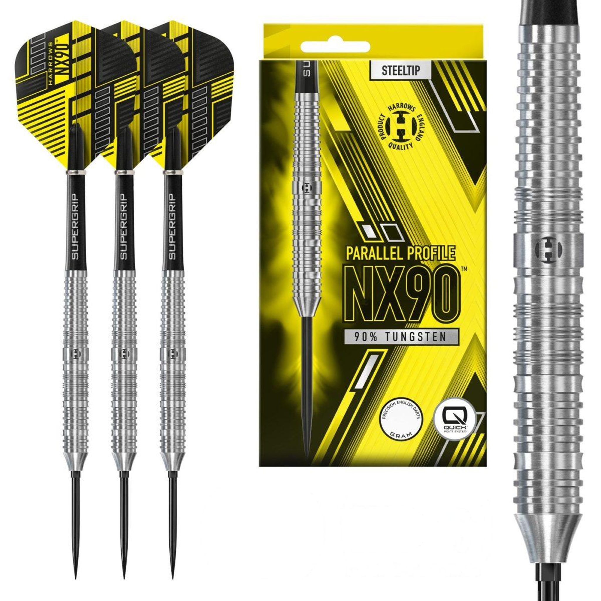 Harrows Fléchettes NX90 Parallel 90 % Quick Point pointe acier 22g