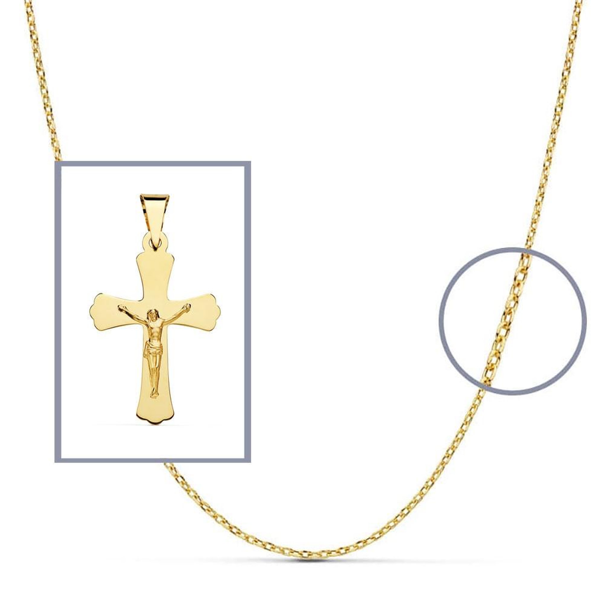 Voir la diapositive 2 : L'ATELIER D'AZUR Pendentif  - Médaille Christ sur la Croix Or 18 Carats 750 Jaune - Chaine Offerte