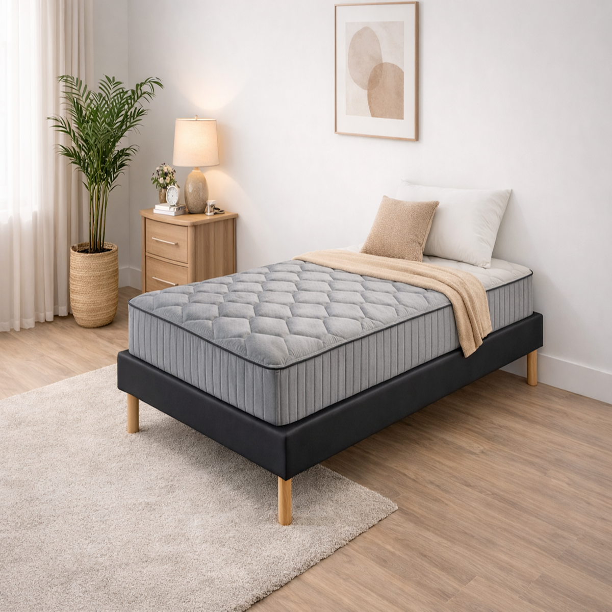 KING OF DREAMS Ensemble Sommier Tapissier et Matelas Latex Accueil Moelleux