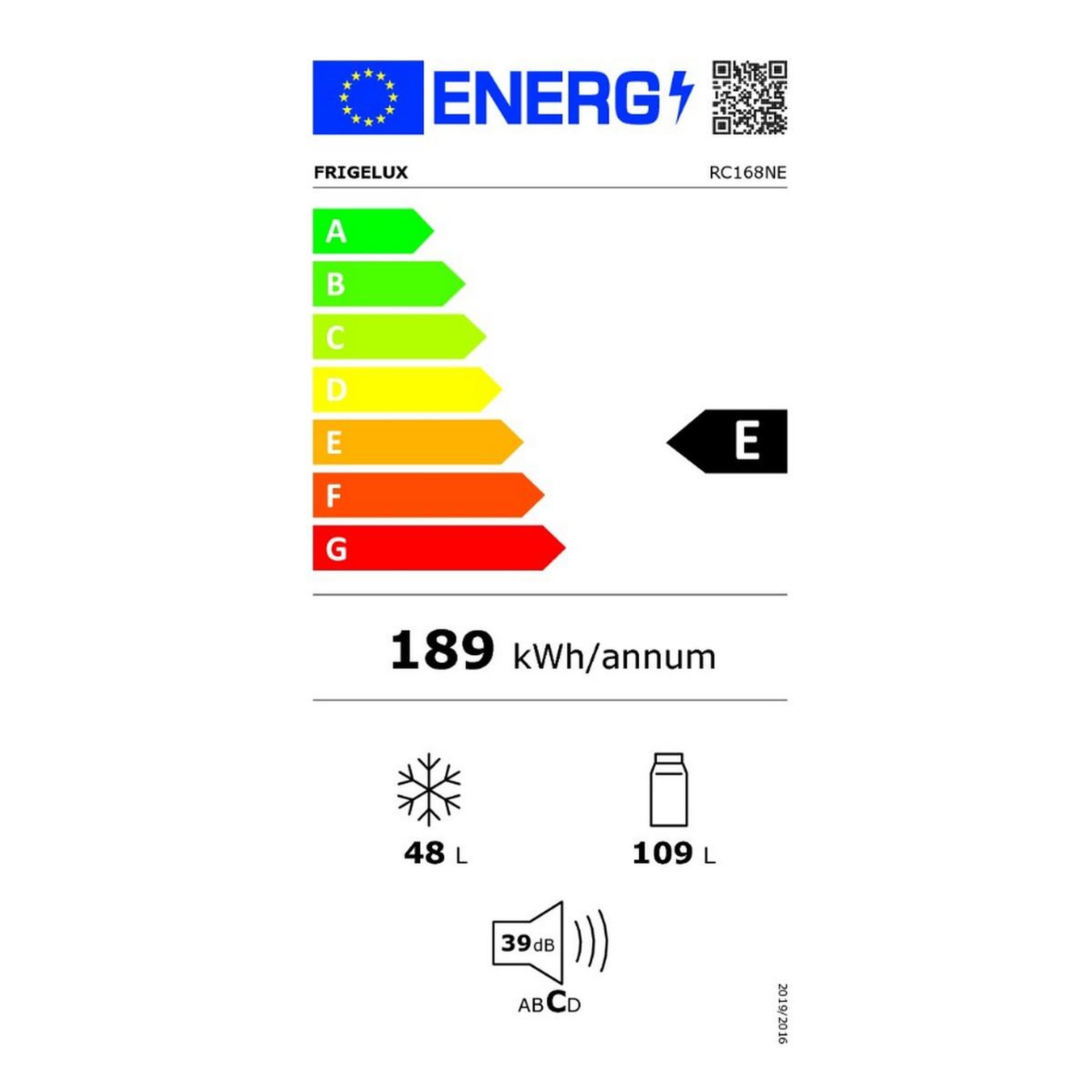 Voir la diapositive 2 : Frigelux Réfrigérateur combiné 50cm 157l statique noir - rc168ne