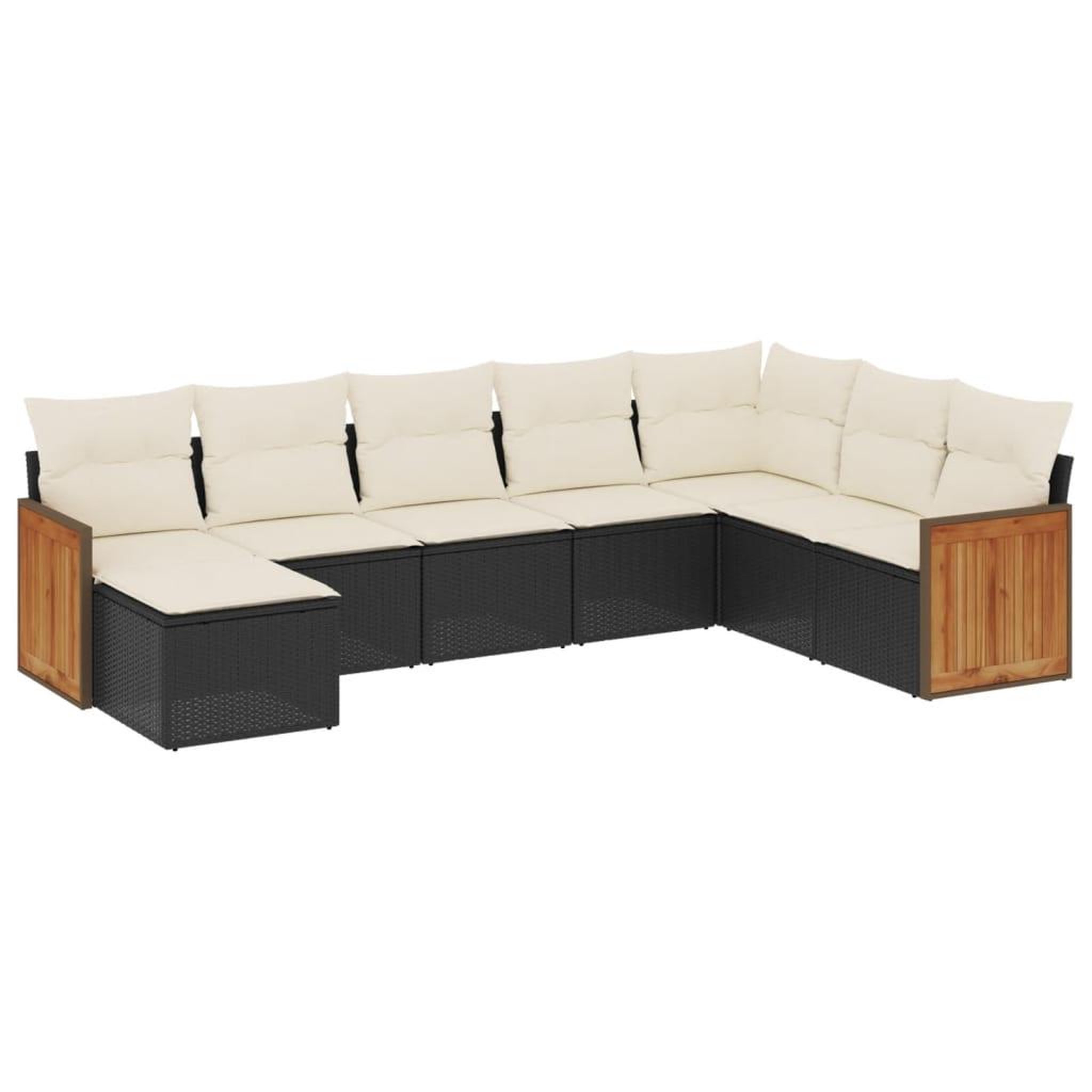 Voir la diapositive 2 : VIDAXL Salon de jardin 8 pcs avec coussins noir resine tressee