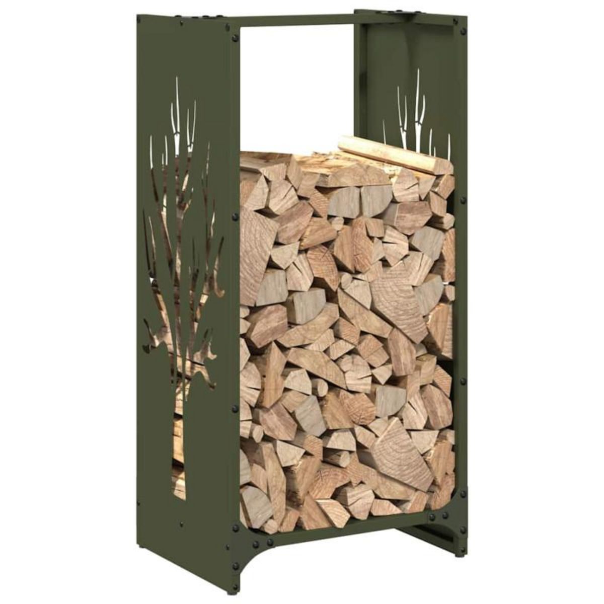 VIDAXL Portant de bois chauffage vert olive 40x30x80 cm