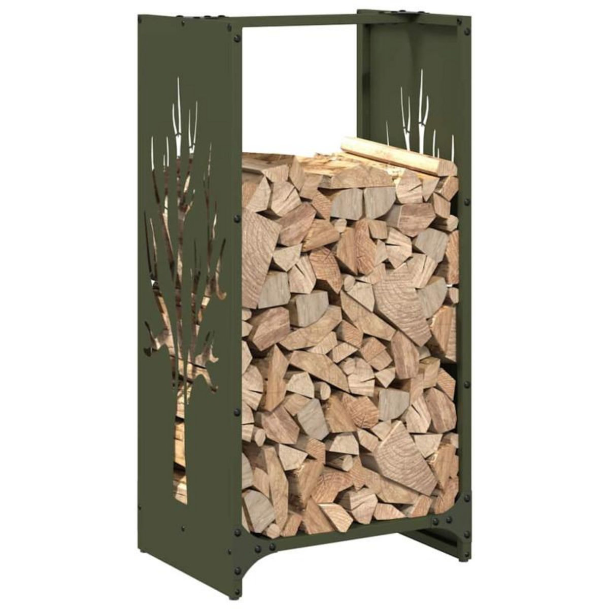 VIDAXL Portant de bois chauffage vert olive 40x30x80 cm