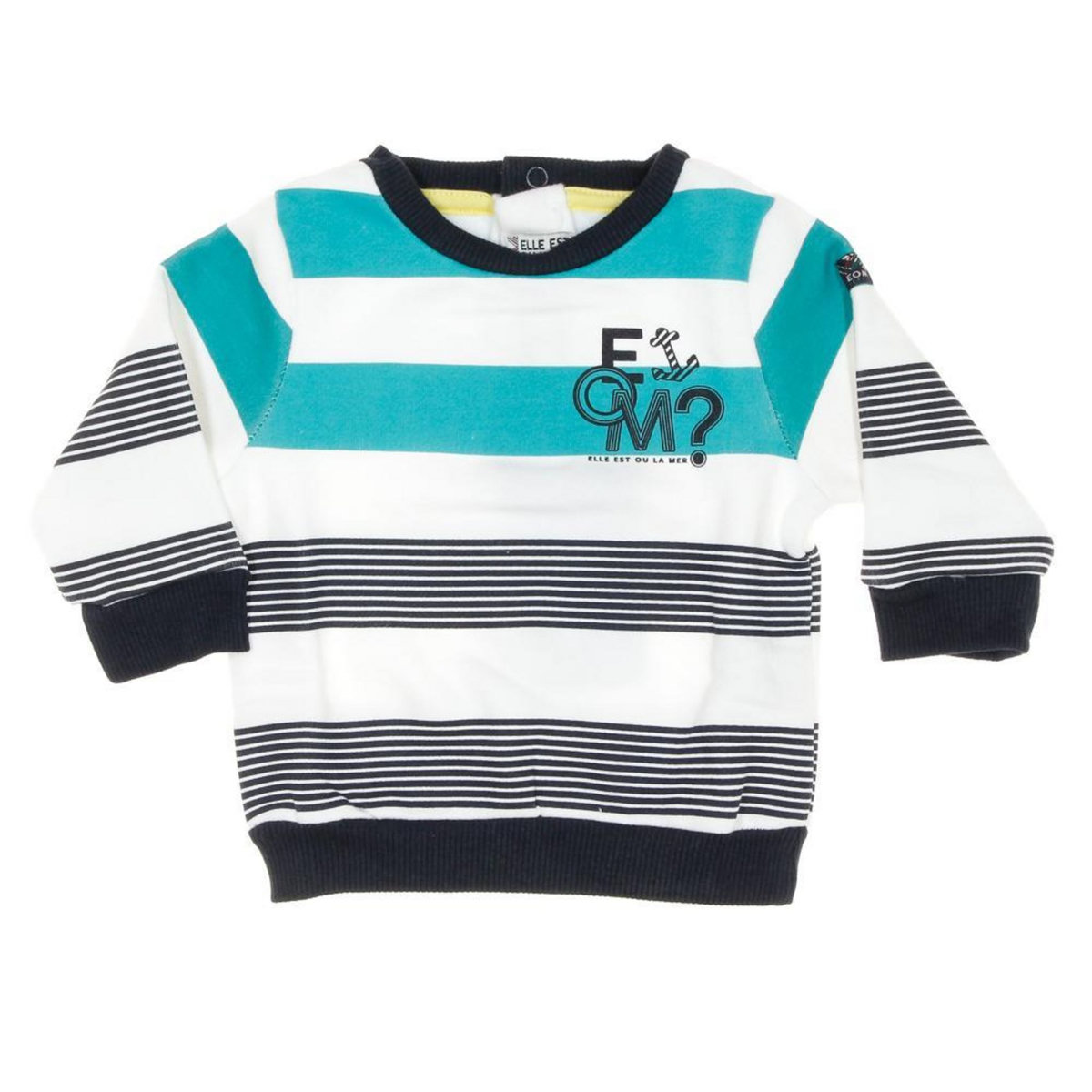 ELLE EST OU LA MER Sweat /Marine à Rayures Garçon EOM Sweat