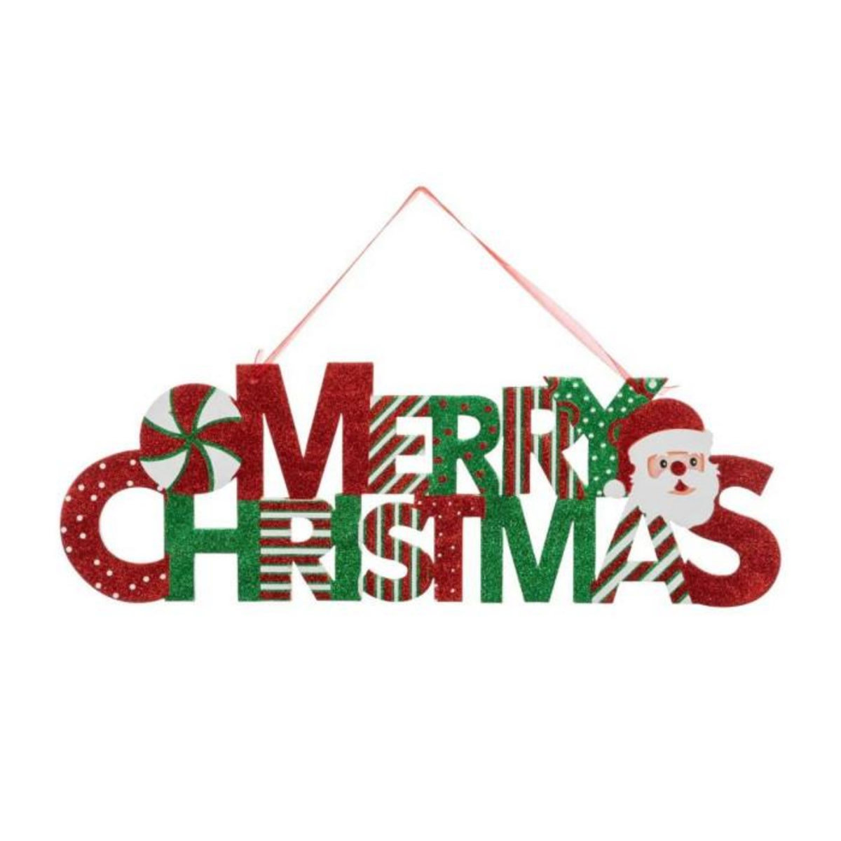 ATMOSPHERA Suspension Pancarte de Noël  Merry Christmas  57cm Rouge