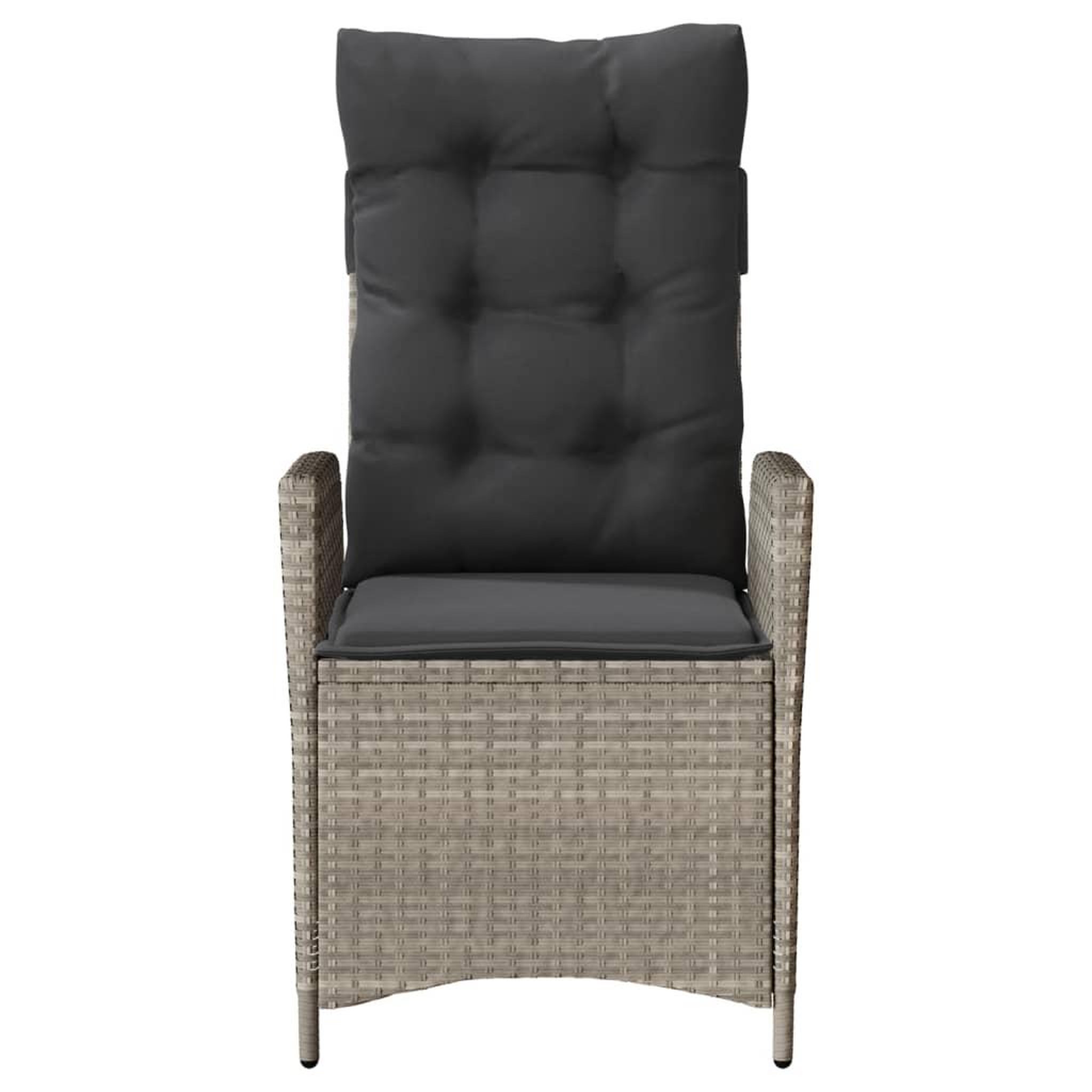 Voir la diapositive 4 : VIDAXL Chaise inclinable de jardin coussins gris clair resine tressee