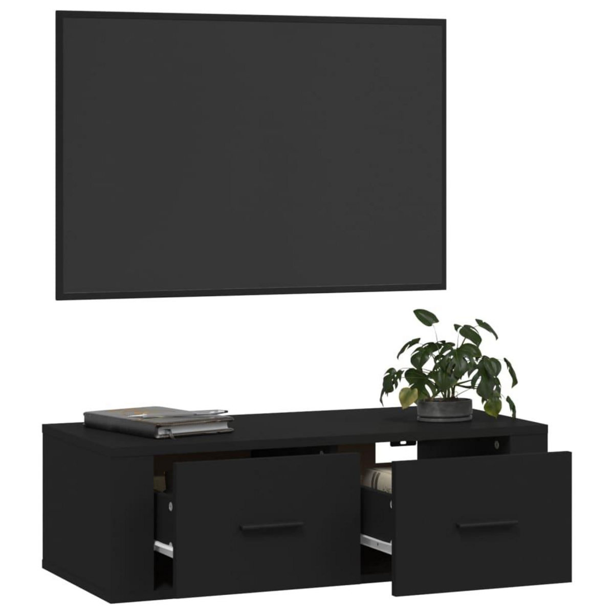VIDAXL Meuble TV suspendu Noir 80x36x25 cm Bois d'ingenierie