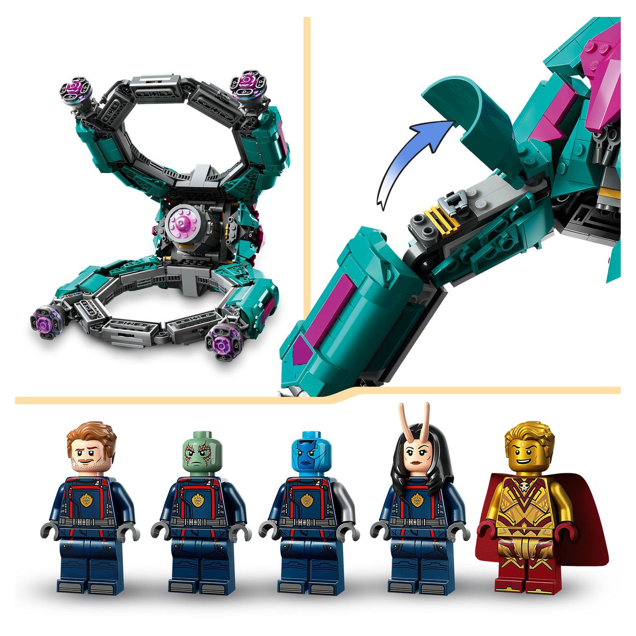 Voir la diapositive 6 : LEGO Marvel 76255 Le Nouveau Vaisseau des Gardiens Volume 3, Jouet Navette Spatial des Gardiens de la Galaxie avec Minifigurines Mantis, Drax & Star-Lord, Cadeau Super-Héros