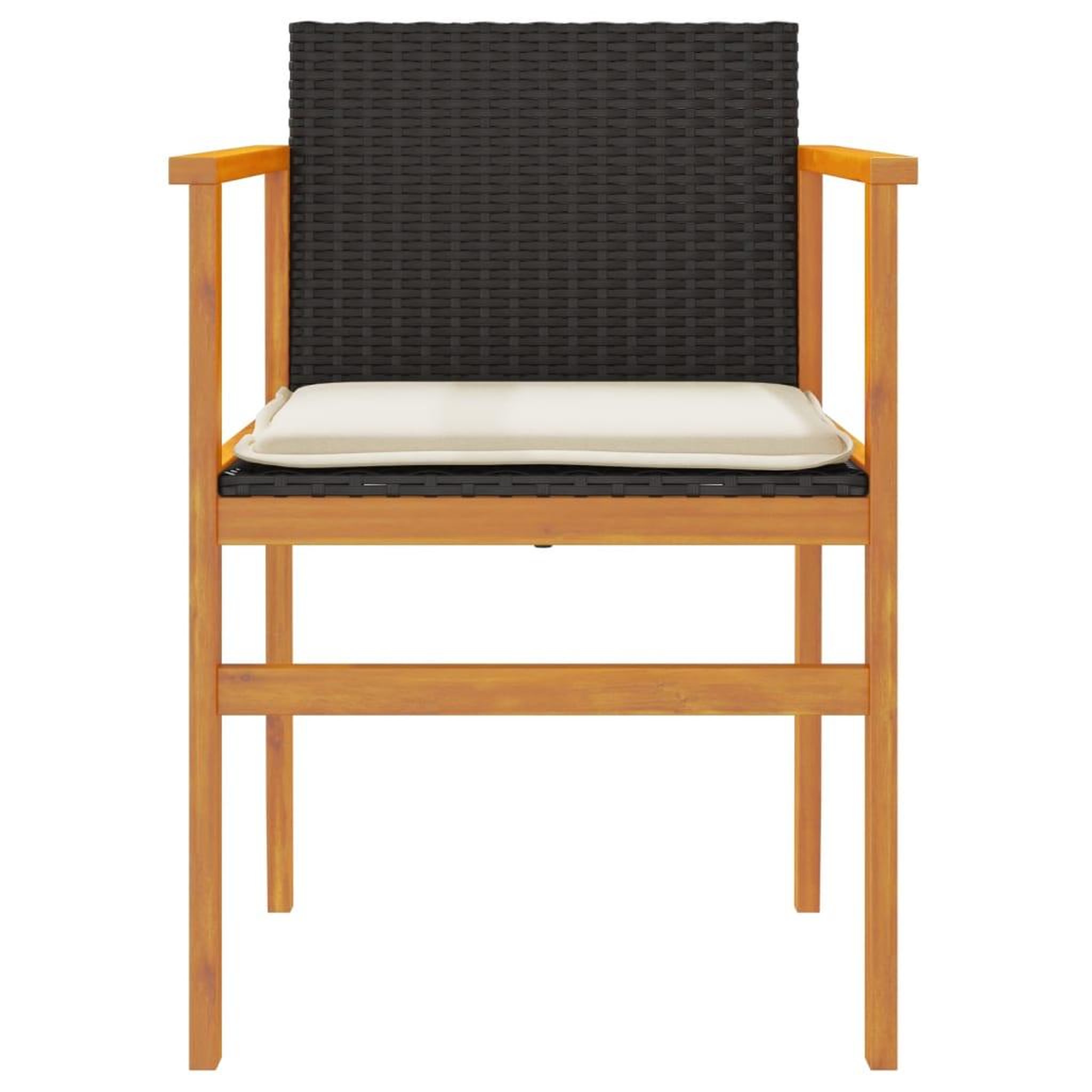 Voir la diapositive 5 : VIDAXL Chaises de jardin coussins lot de 2 noir resine tressee et bois