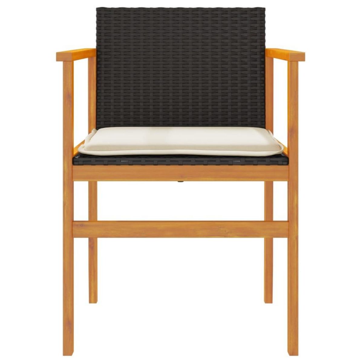 VIDAXL Chaises de jardin coussins lot de 2 noir resine tressee et bois