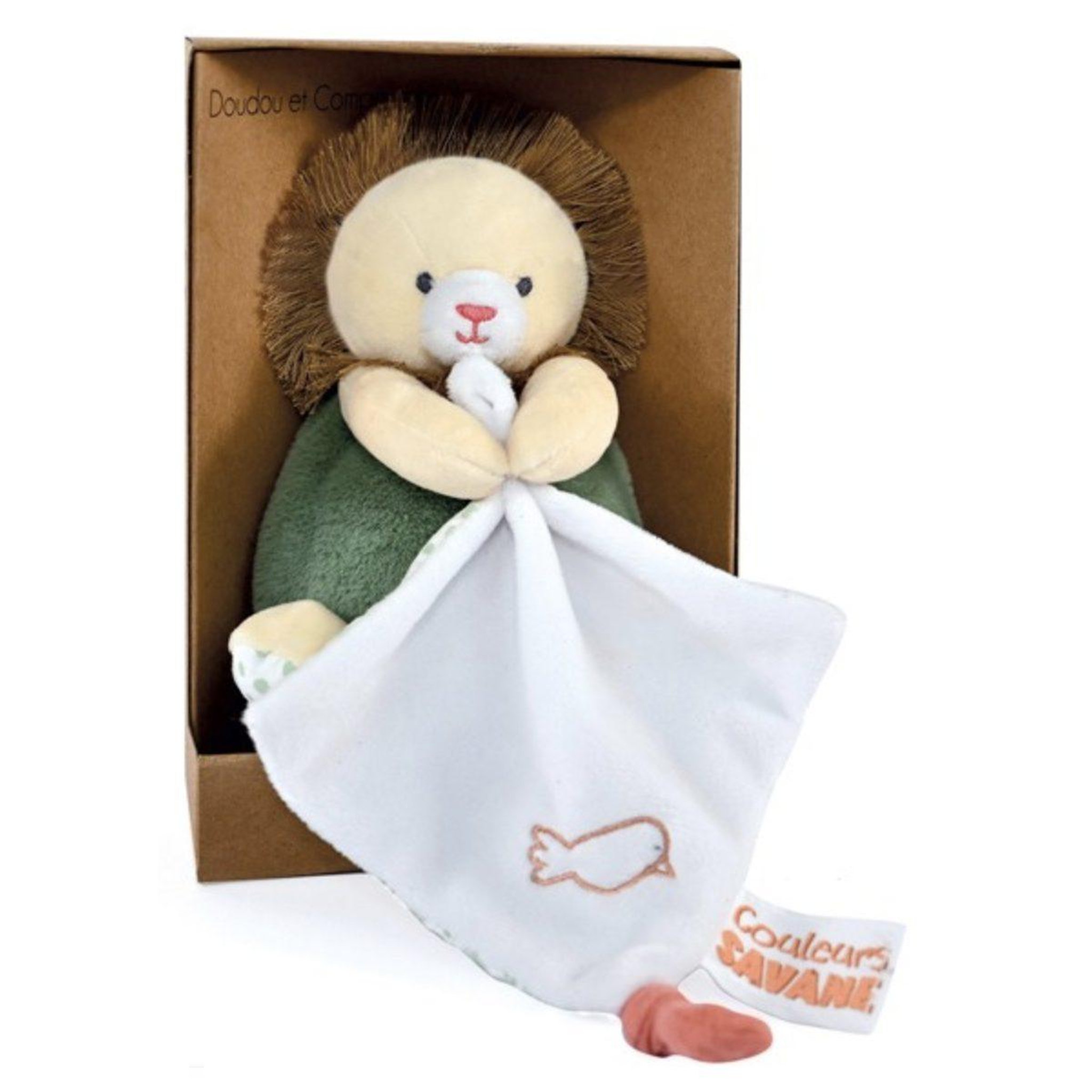 DOUDOU ET COMPAGNIE Peluche lion beige avec doudou mouchoir
