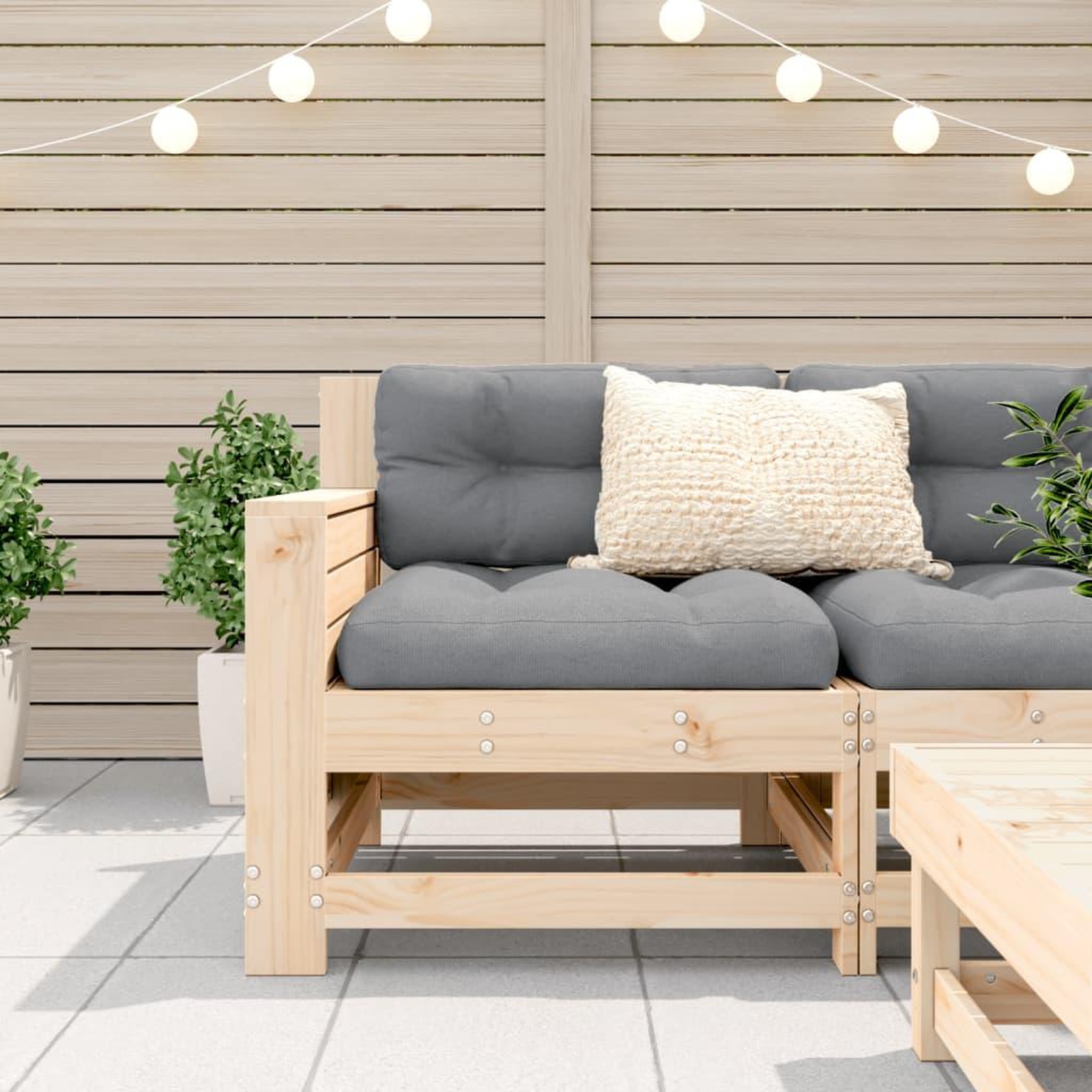Voir la diapositive 3 : VIDAXL Canape de jardin accoudoir avec coussin bois massif de pin