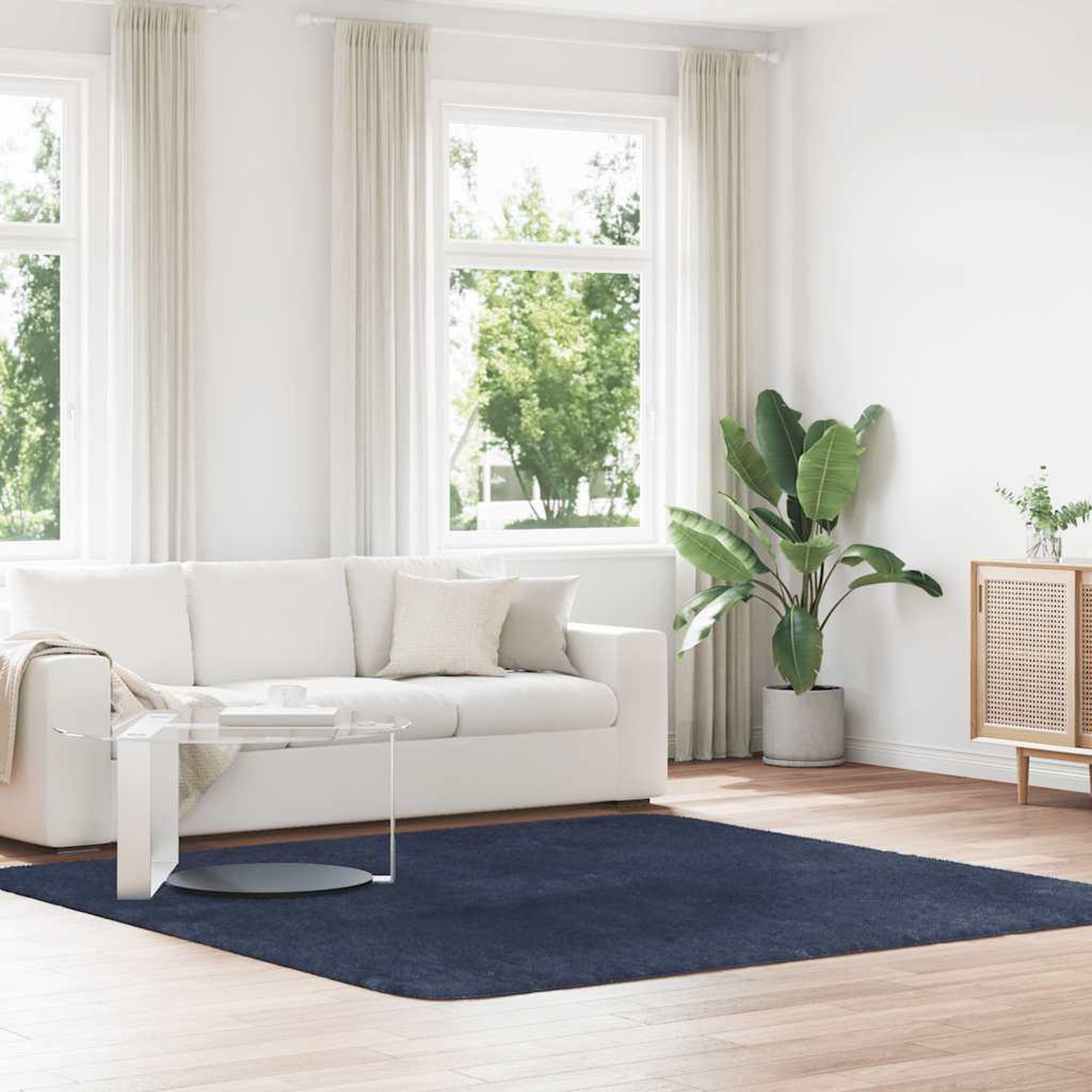 VIDAXL Tapis shaggy a poils longs NAVARRA bleu marine 240x240 cm