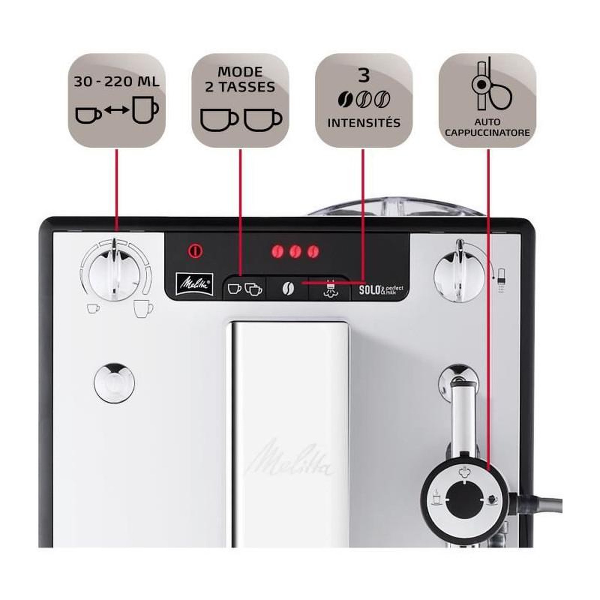 Voir la diapositive 4 : Melitta Machine a café MELITTA - Solo & Perfect Milk E957-203 Argent