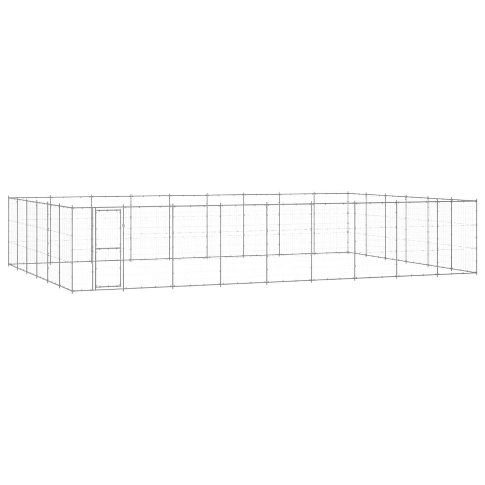 VIDAXL Chenil exterieur Acier galvanise 65,34 m²
