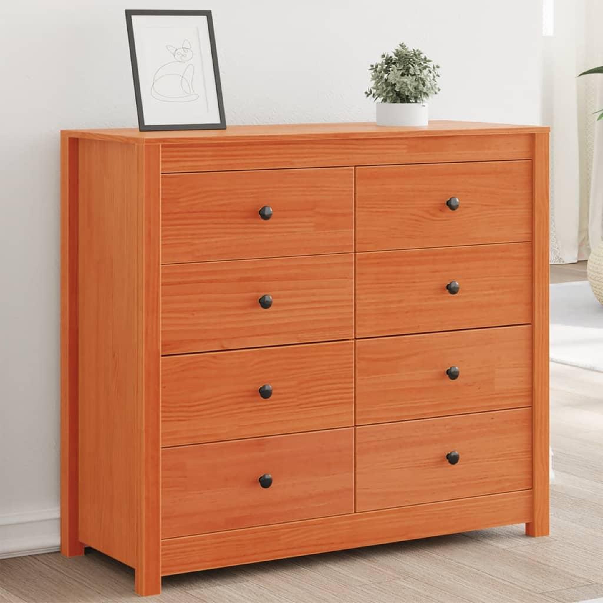 VIDAXL Armoire laterale cire marron 100x40x90 cm bois de pin massif