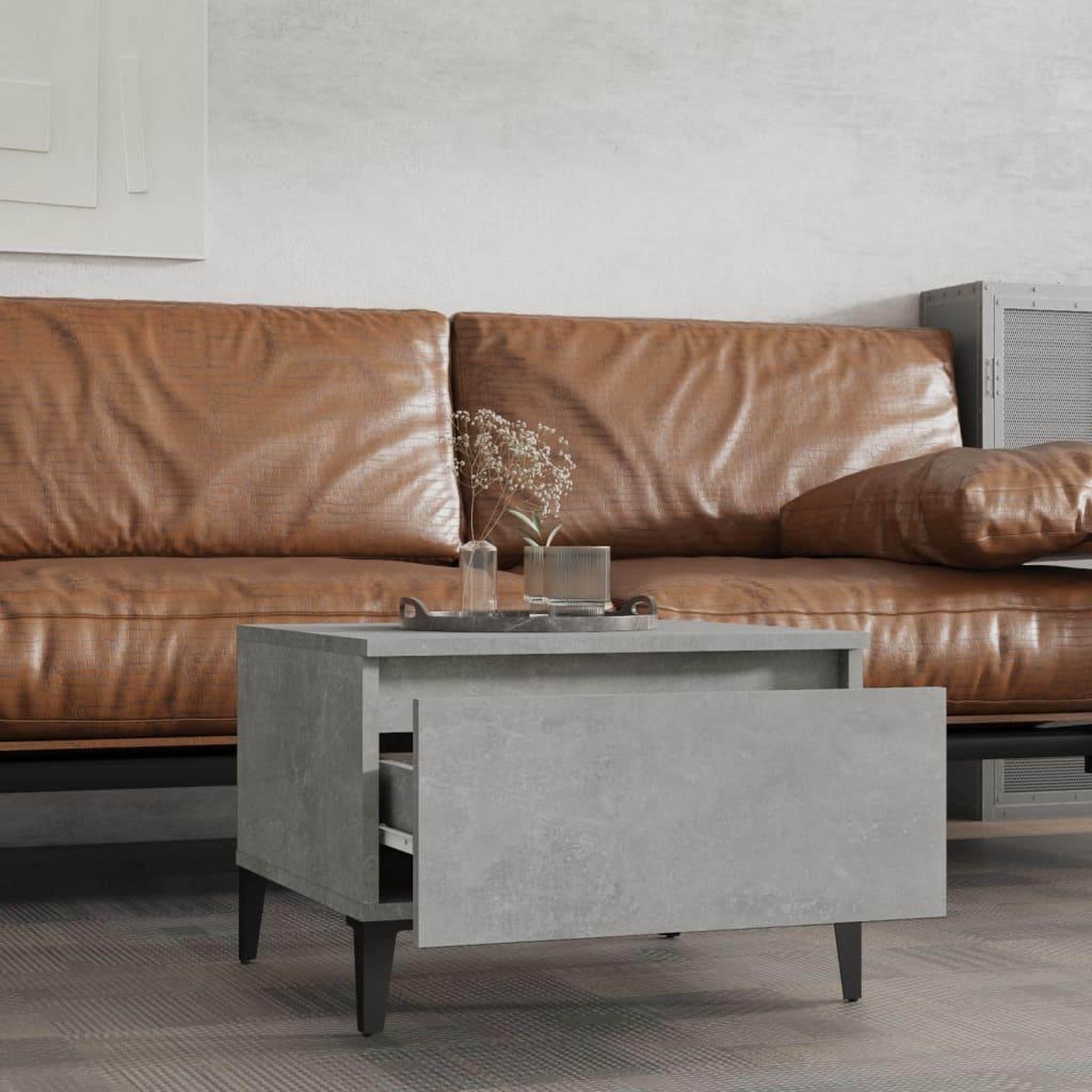 Voir la diapositive 3 : VIDAXL Table d'appoint Gris beton 50x46x35 cm Bois d'ingenierie