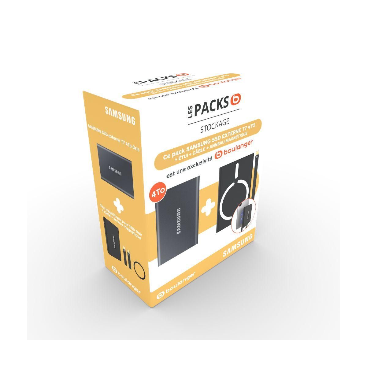 Samsung Disque dur SSD externe Pack T7 4To Gris + Etui magsafe + cable