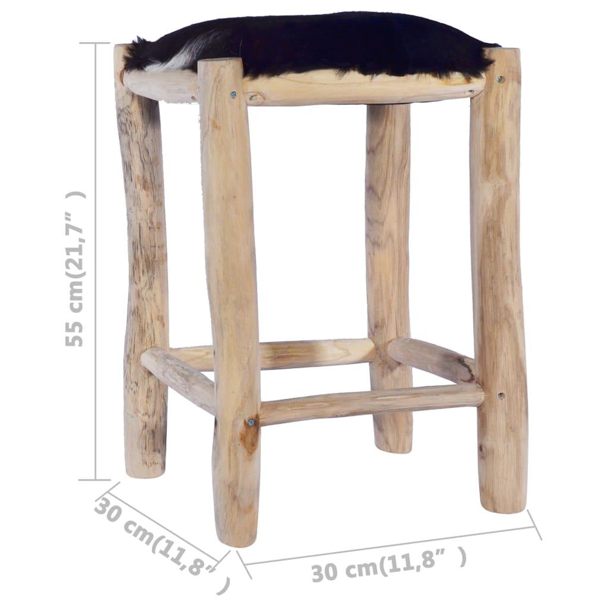 Voir la diapositive 4 : VIDAXL Tabouret de bar cuir de chevre veritable et bois de teck massif
