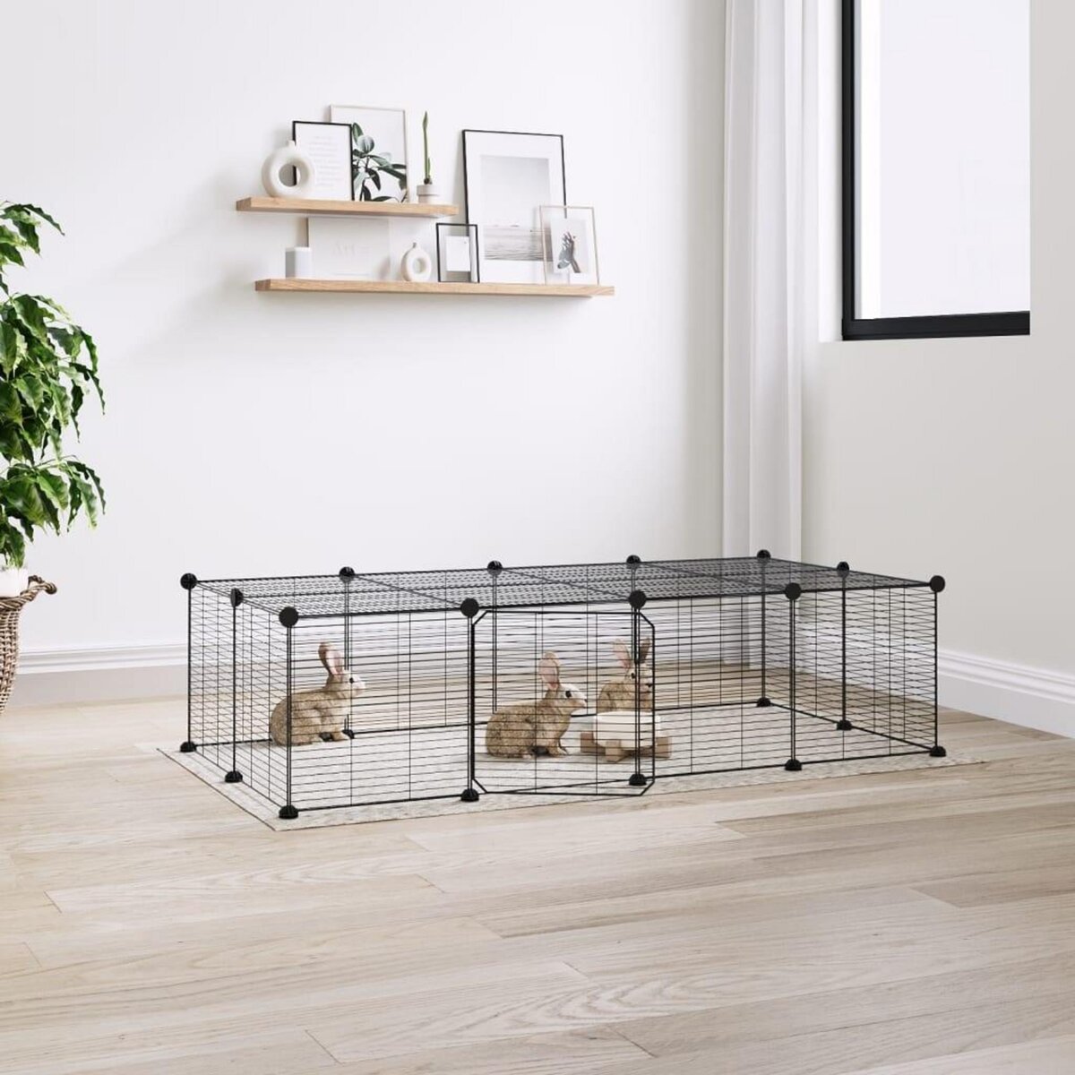 VIDAXL Cage animaux de compagnie a 20 panneaux et porte Noir 35x35 cm