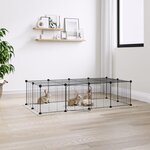VIDAXL Cage animaux de compagnie a 20 panneaux et porte Noir 35x35 cm