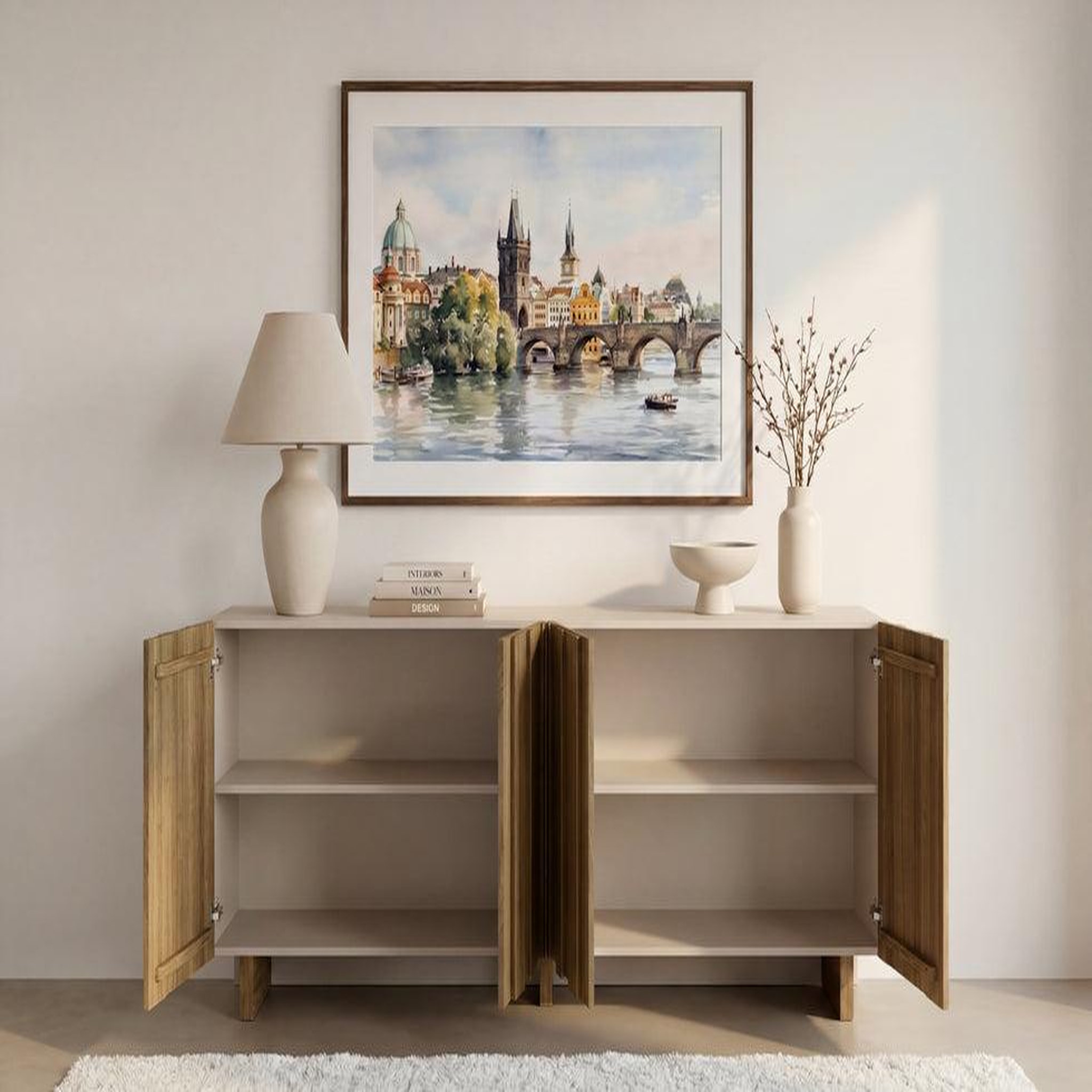 Voir la diapositive 2 : CASANOVA PARIS PERLA - Buffet 180cm en MDF Chêne foncé