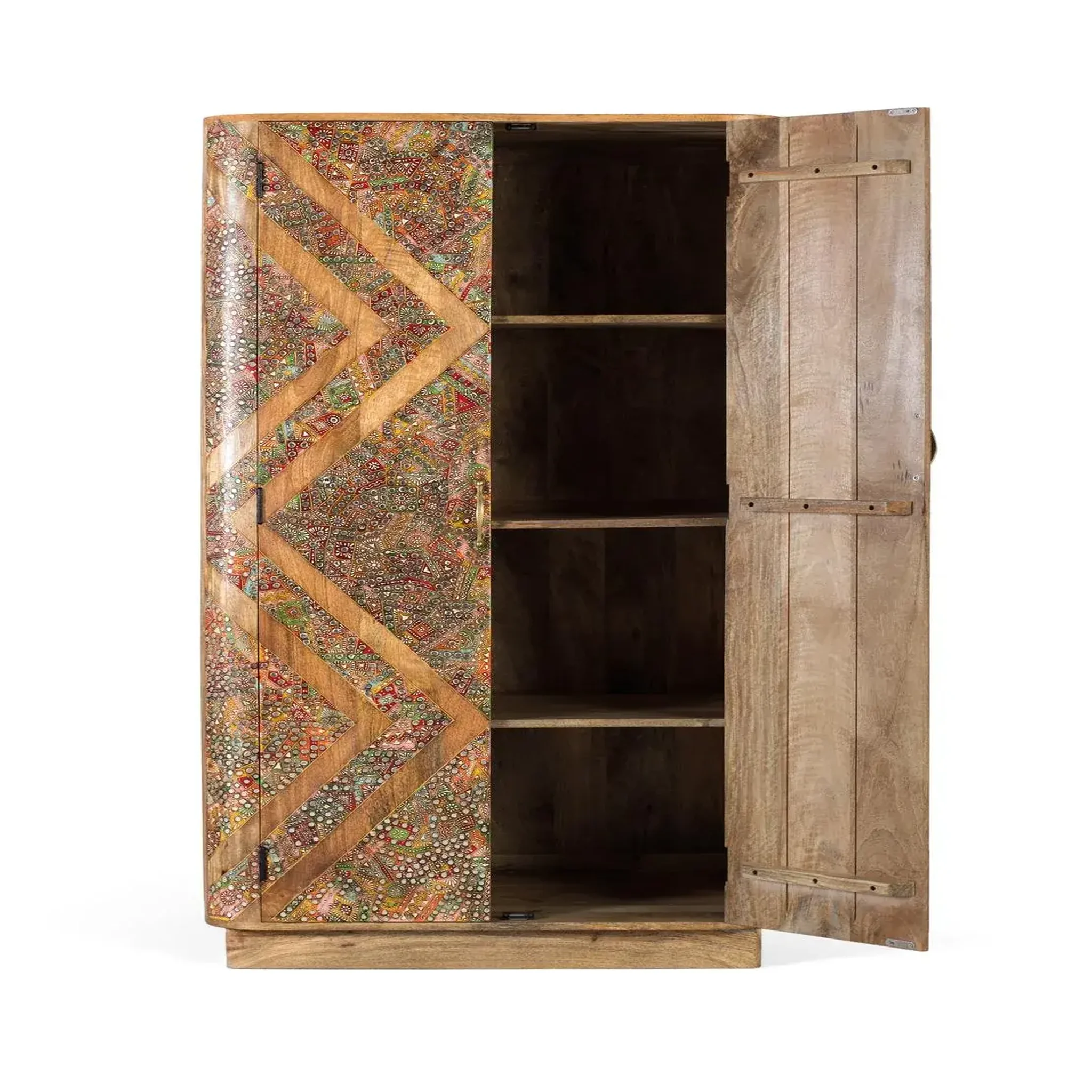 Voir la diapositive 2 : GINER Y COLOMER SL Armoire en bois de manguier 90cm style boho ethnique