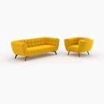 Rendez vous déco Ensemble canapé et fauteuil en velours jaune 4 places - Mona. Coloris disponibles : Beige