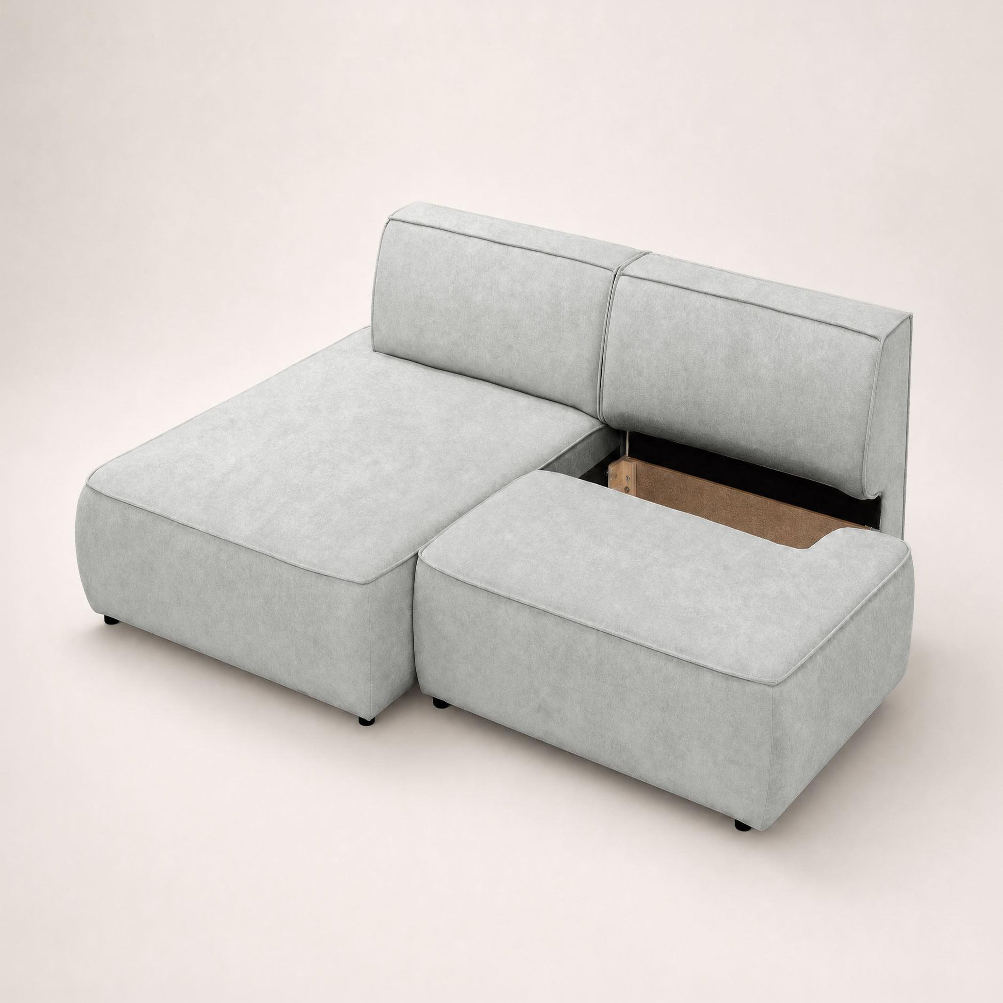 Voir la diapositive 5 : BEST MOBILIER Lisette - canapé d'angle gauche 4 places convertible avec coffre en velours