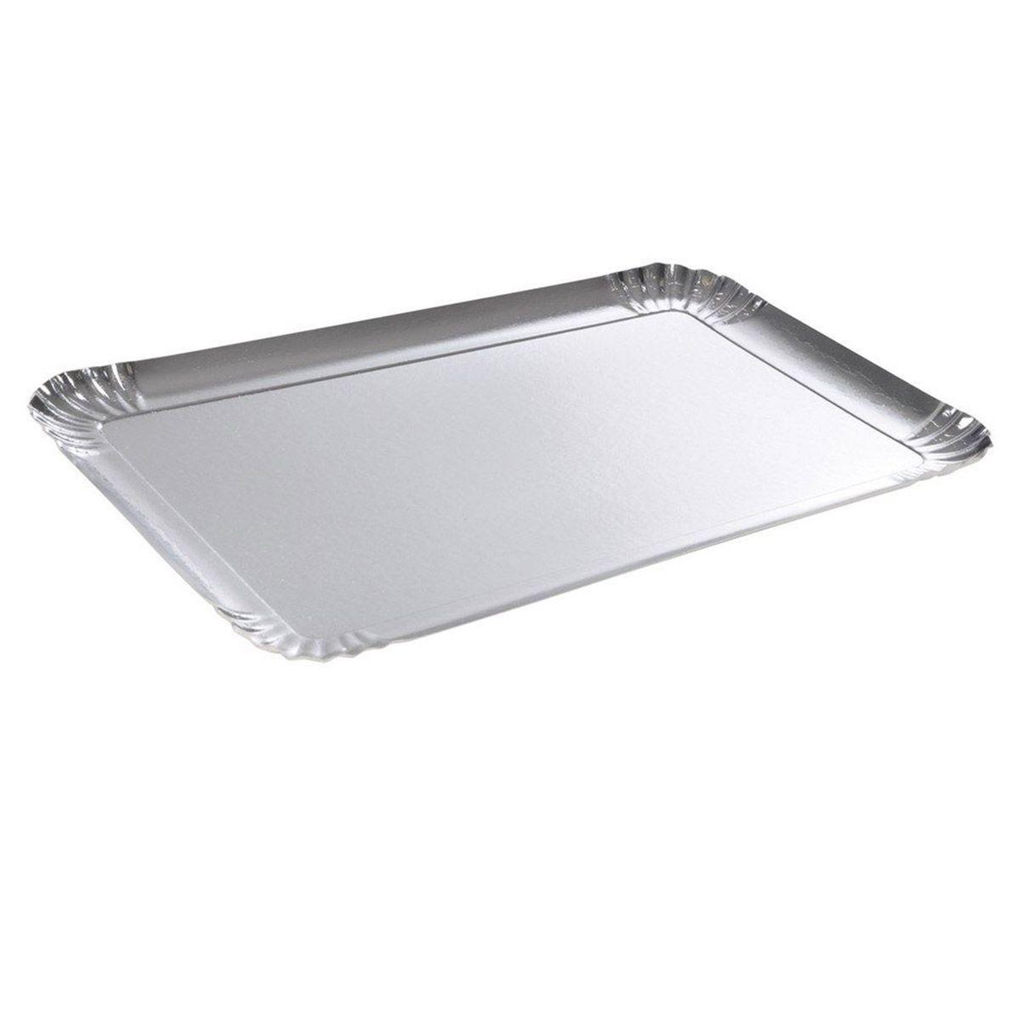 HOMEA Lot de 3 plateaux en carton  rectangle  28x42cm argent