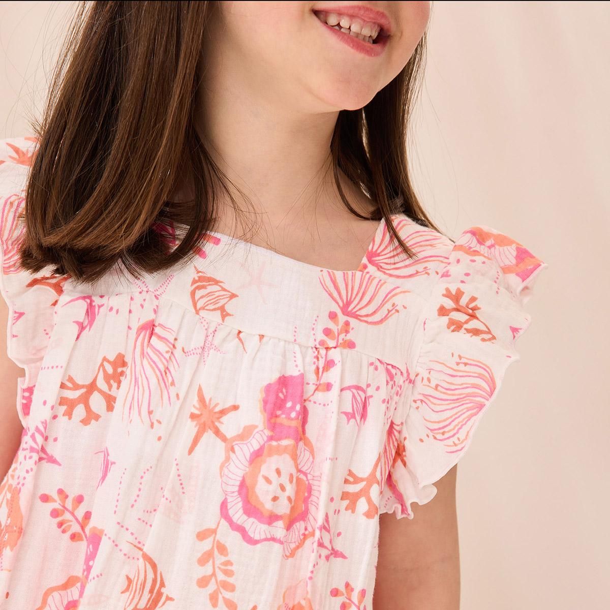 Petit Béguin Robe enfant en gaze de coton Bahamas