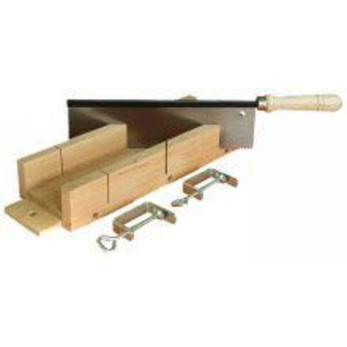 OUTIFRANCE Boîte à onglet bois + scie à dos + presses