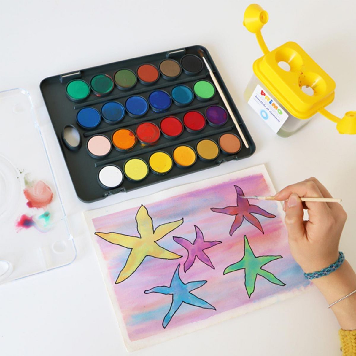 PRIMO Grande palette d'aquarelle 24 couleurs Ø 30 mm