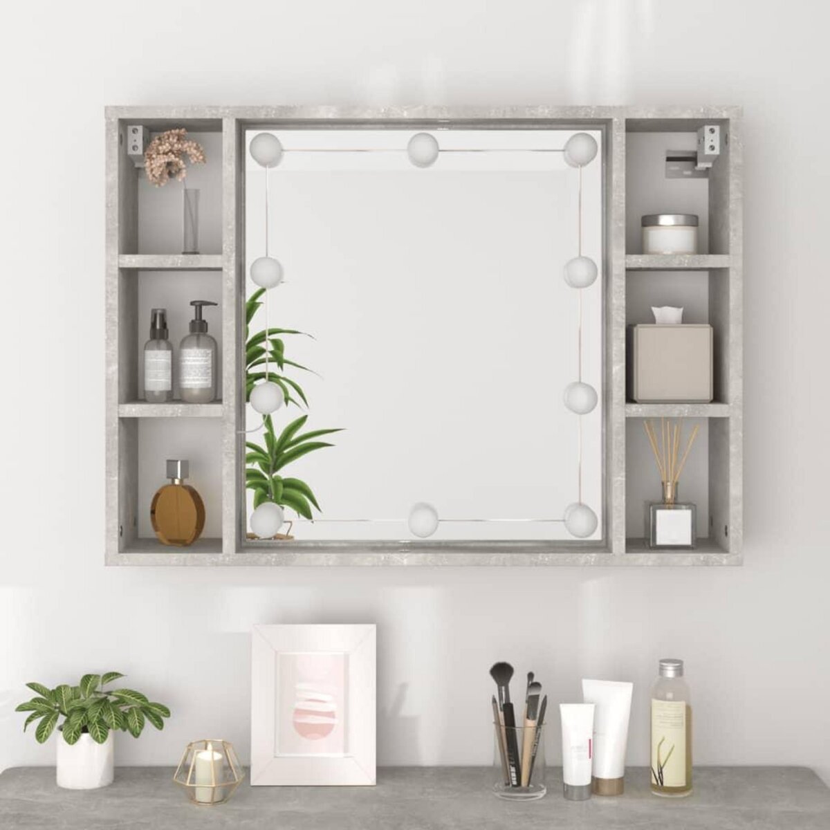 VIDAXL Armoire a miroir avec LED Gris beton 76x15x55 cm