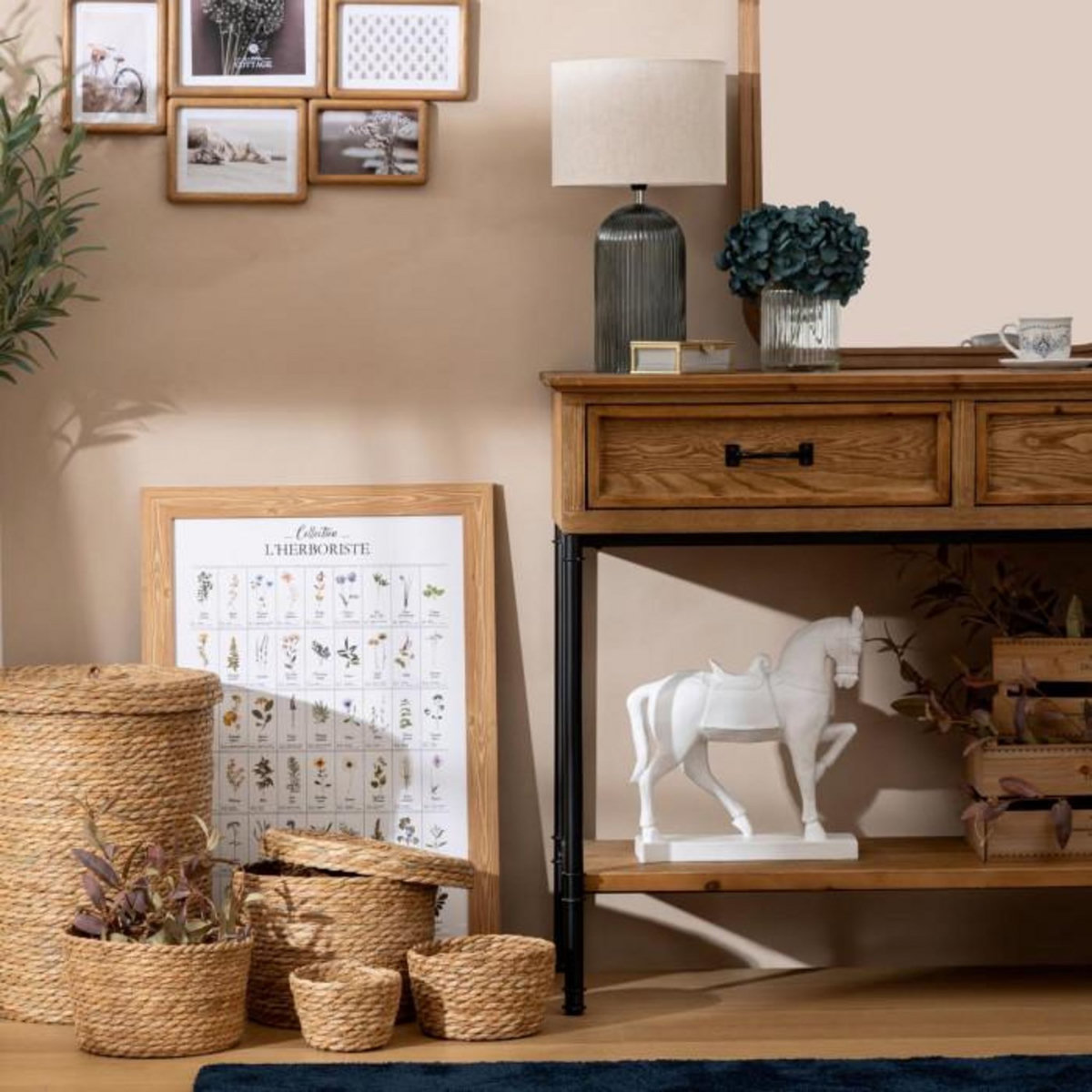 ATMOSPHERA Lampe à Poser en Verre  Mati  42cm Bleu