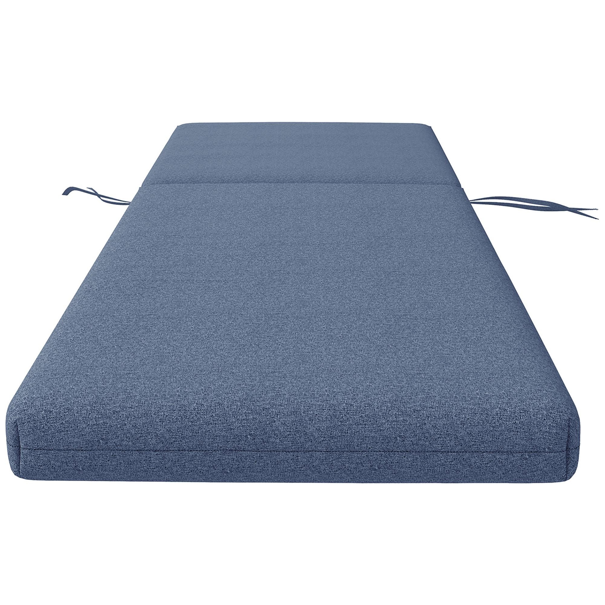 Voir la diapositive 5 : OUTSUNNY Lot de 2 matelas pour transat bain de soleil - dim. 190,5L x 58,4l x 7H cm - cordons d'attache - bleu