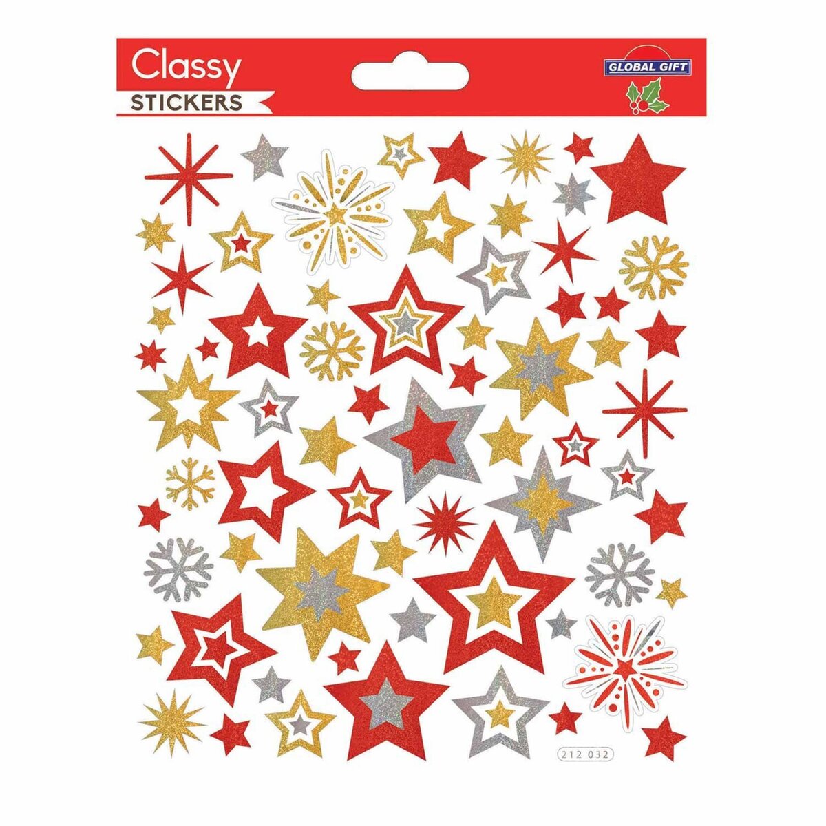  Stickers Noël - Étoiles dorées et rouges