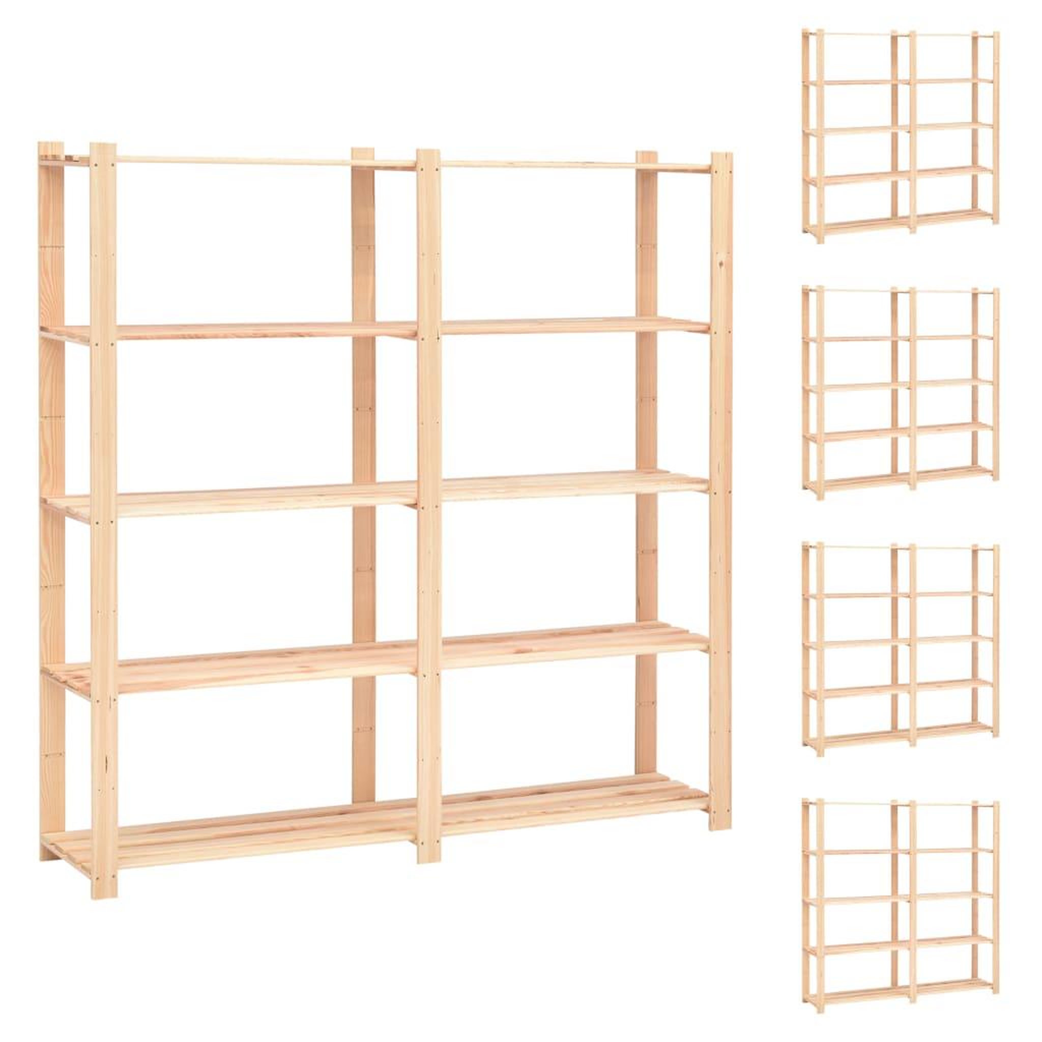 VIDAXL Etageres de rangement a 5 niveaux 5pcs 170x38x170 cm Pin 500 kg
