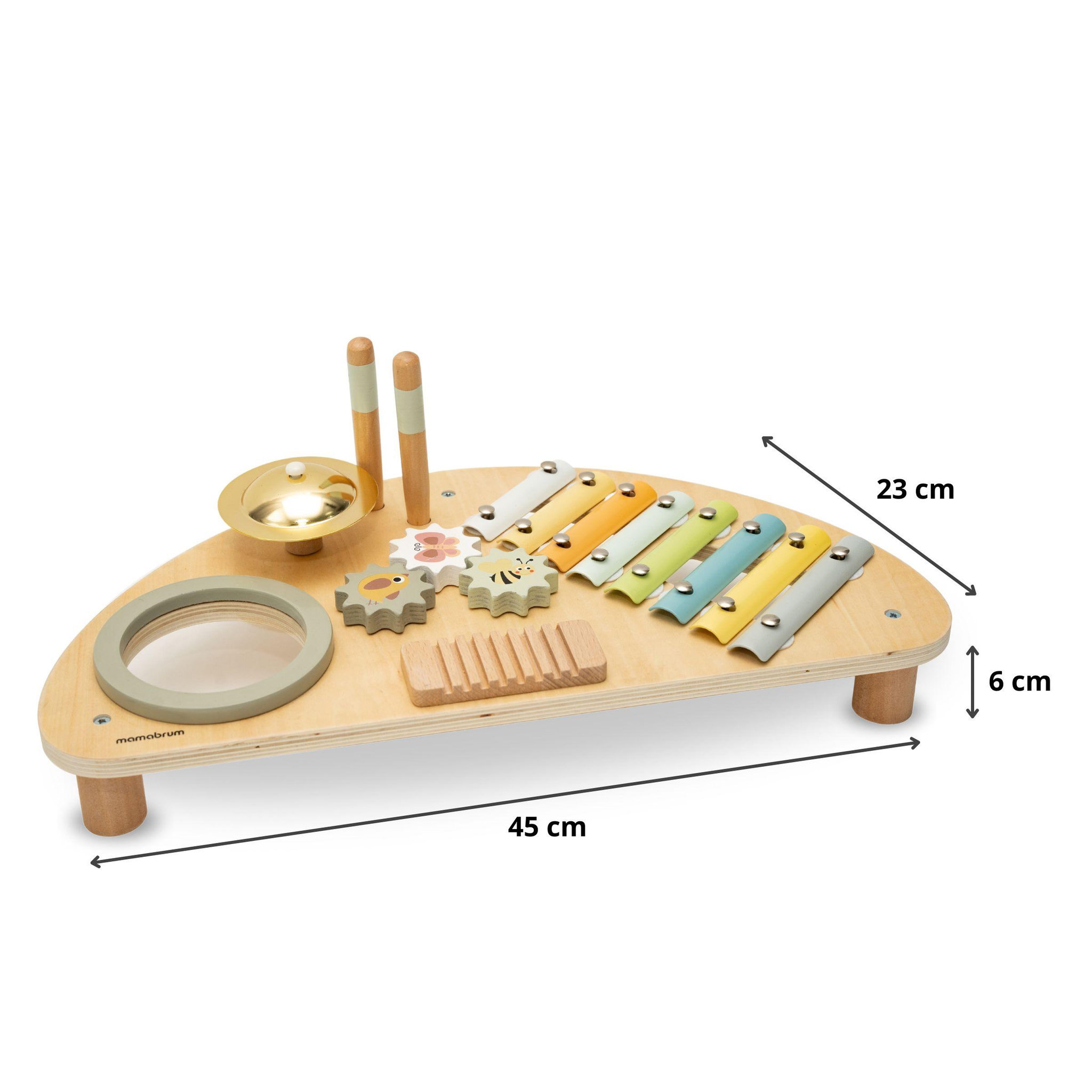 Voir la diapositive 5 : MAMABRUM Jouet D'éveil Music Bébé en Bois - Mamabrum - Xylophone & Tambour - Jouet Montessori