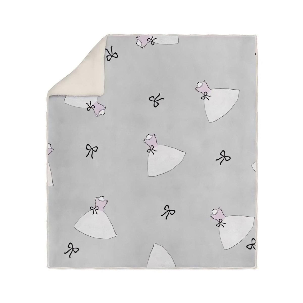 SOLEIL D'OCRE Plaid polaire sherpa microfibre imprimé 110x170 cm ANAIS gris, par Soleil d'ocre