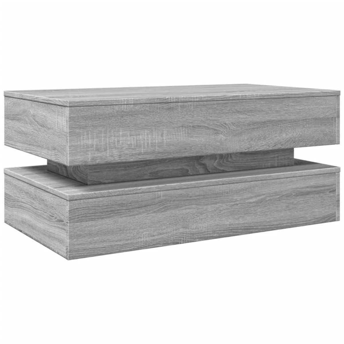 VIDAXL Table basse avec lumieres LED gris sonoma 90x50x40 cm